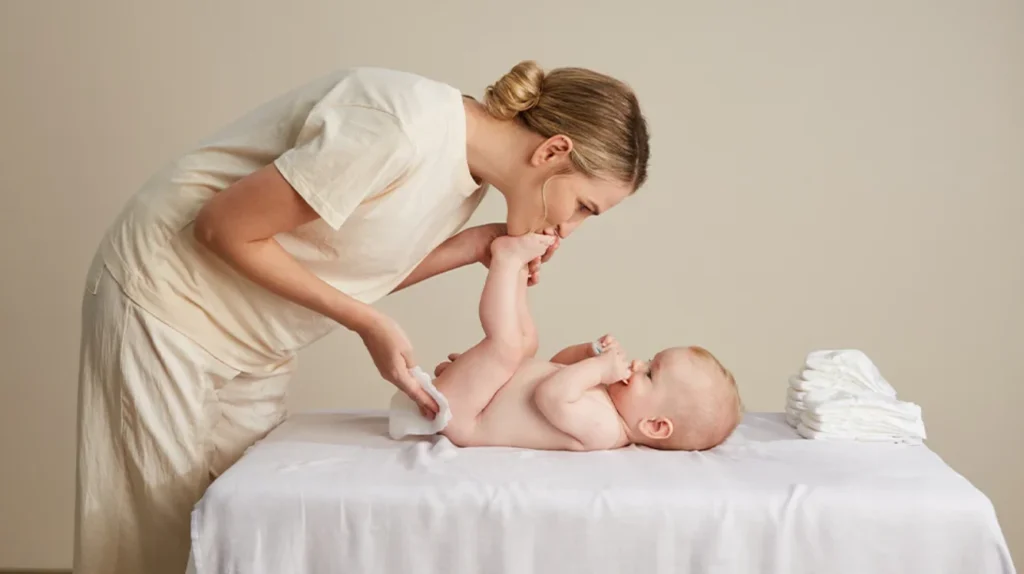Image showing the steps of diaper change