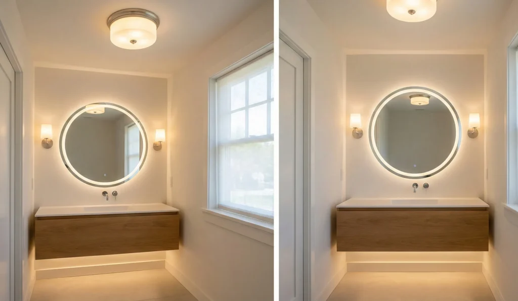 10 Bathroom Lighting Design Ideas for Small Bathrooms 7 Bathroom lighting ideas for small bathrooms with wall lights and LED mirror