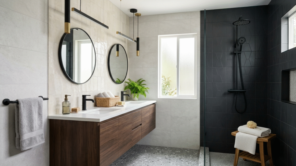 Bathroom Tiles Designs and Colours That Match Modern Washroom Accessories